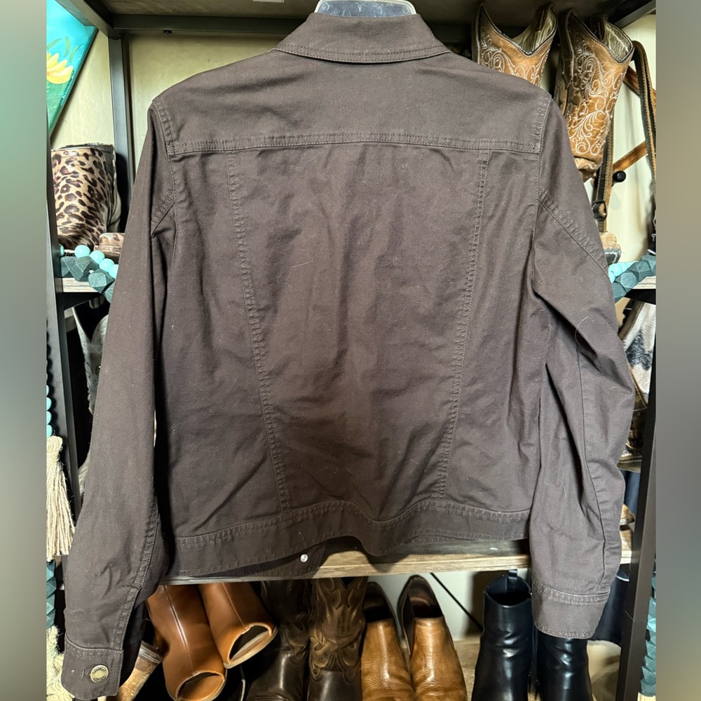 Jones New York Dark Chocolate Jean Jacket size M - Picture 2 of 3